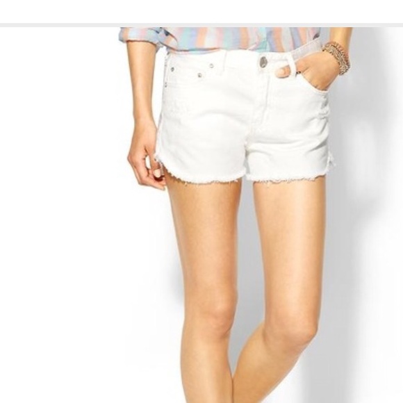 white cut off denim shorts